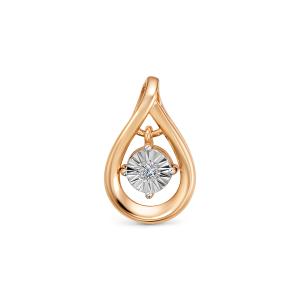 Подвеска с бриллиантом 0.015 карат из красного золота 143693