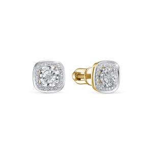 Серьги-пусеты с 50 бриллиантами из лимонного золота 146459