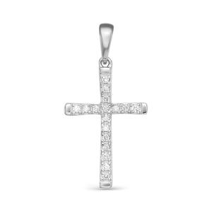 Декоративный крест с 17 бриллиантами 0.102 карат из белого золота 69828