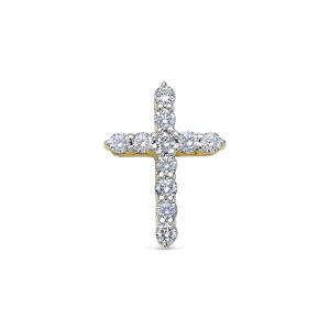 Декоративный крест с 11 бриллиантами 0.33 карат из лимонного золота 79493
