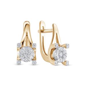 Серьги с 22 бриллиантами из красного золота 141345