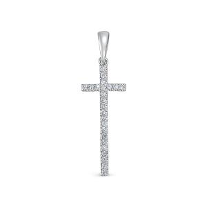 Декоративный крест с 24 бриллиантами 0.12 карат из белого золота 118222