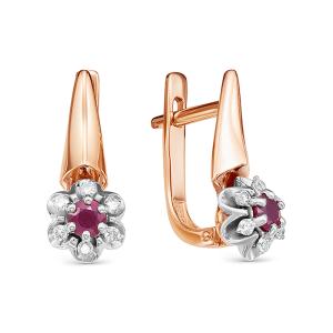 Серьги с рубинами и 12 бриллиантами из красного золота 54058