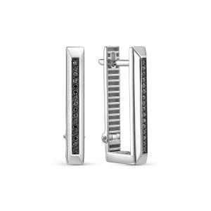 Серьги с 32 черными бриллиантами из белого золота 142801