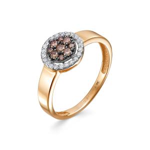 Кольцо с 9 коньячными бриллиантами и 22 бриллиантами из красного золота 143203