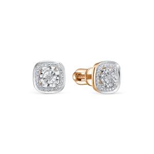 Серьги-пусеты с 50 бриллиантами из красного золота 146457