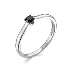 Кольцо с черным бриллиантом из белого золота 83701