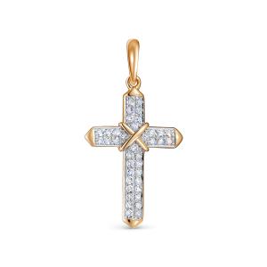 Декоративный крест с 38 бриллиантами 0.19 карат из красного золота 116708