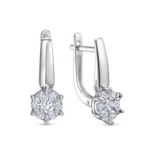 Серьги с 14 бриллиантами из белого золота 142814
