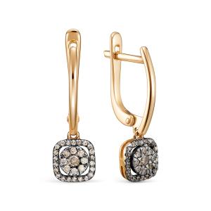 Серьги с 62 коньячными бриллиантами из красного золота 145681