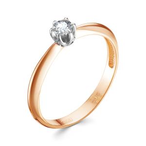 Кольцо с бриллиантом 0.165 карат из красного золота 55181
