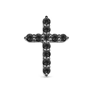 Декоративный крест с 11 черными бриллиантами из белого золота 77712
