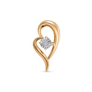 Подвеска с бриллиантом 0.007 карат из красного золота 143697