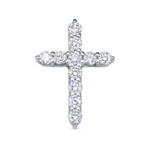 Декоративный крест с 11 бриллиантами 1.1 карат из белого золота 77717