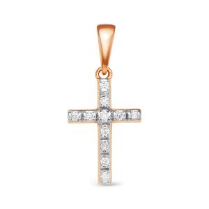 Декоративный крест с 11 бриллиантами 0.066 карат из красного золота 69853