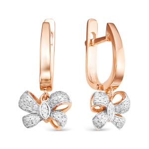Серьги с 82 бриллиантами 0.164 карат из красного золота 54082