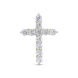 Декоративный крест с 11 бриллиантами 3.08 карат из лимонного золота 115320
