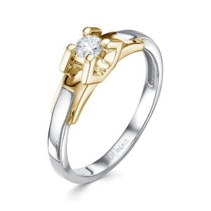 Кольцо с бриллиантом 0.155 карат из комбинированного золота 72079