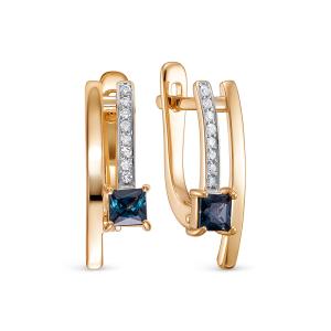 Серьги с сапфирами и 16 бриллиантами из красного золота 144613