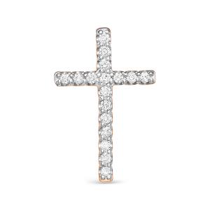 Декоративный крест с 17 бриллиантами 0.102 карат из красного золота 92070