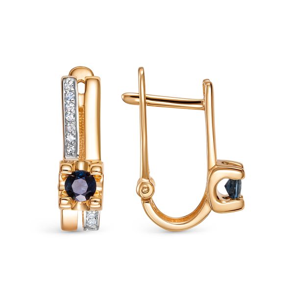 Серьги с сапфирами и 20 бриллиантами из красного золота 144612