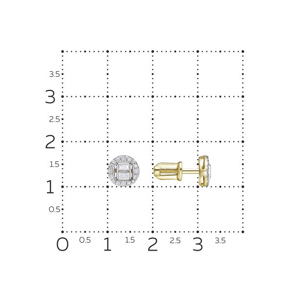 Серьги-пусеты с 36 бриллиантами из лимонного золота 131572