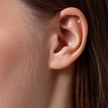 Пирсинг с бриллиантом 0.045 карат из белого золота 141500