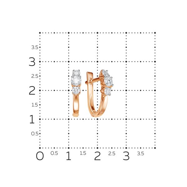 Серьги с 6 бриллиантами из красного золота 54192