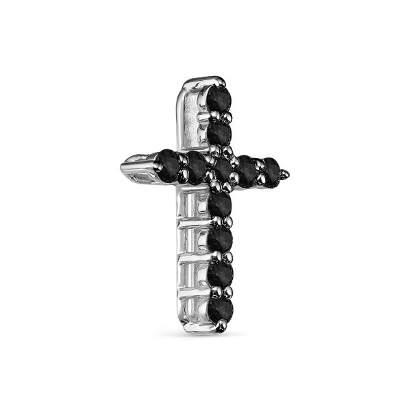 Декоративный крест с 11 черными бриллиантами из белого золота 77712