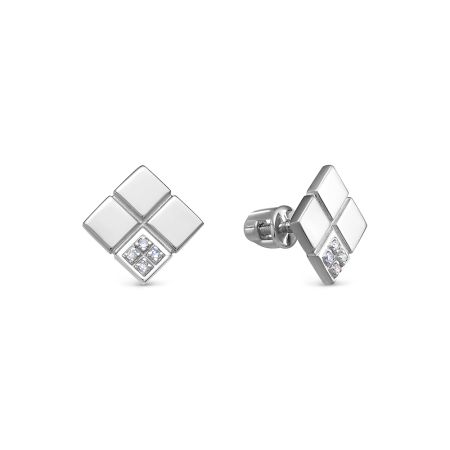 Серьги-пусеты с 8 бриллиантами 0.04 карат из белого золота 85964