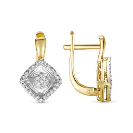 Серьги с 66 бриллиантами из лимонного золота 137330 Серьги с 66 бриллиантами из лимонного золота 137330
