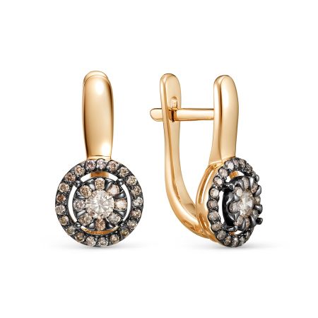 Серьги с 60 коньячными бриллиантами из красного золота 145677