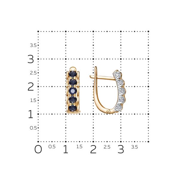 Серьги с 10 сапфирами и 20 бриллиантами из красного золота 131462