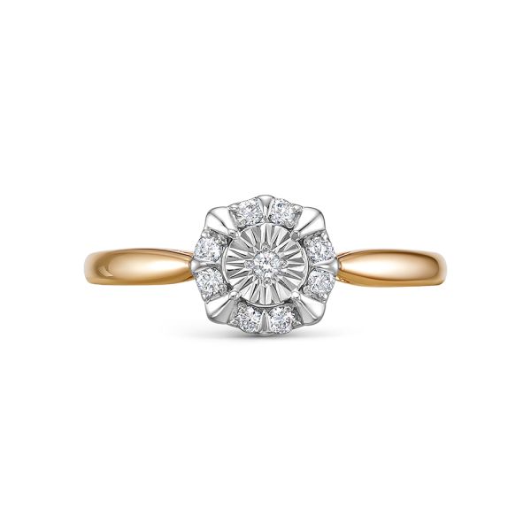 Кольцо с 9 бриллиантами 0.135 карат из красного золота 143283