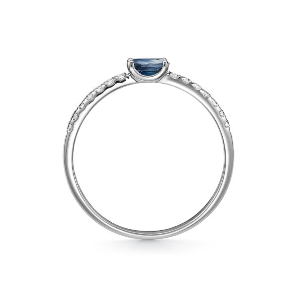 Кольцо с сапфиром и 14 бриллиантами из белого золота 142071