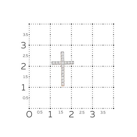 Декоративный крест с 17 бриллиантами 0.119 карат из красного золота 92070