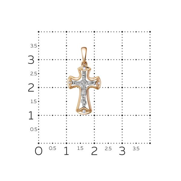 Православный крест с 4 бриллиантами из комбинированного золота 78132