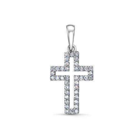 Декоративный крест с 40 бриллиантами 0.2 карат из белого золота 115315