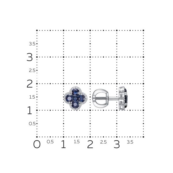 Серьги-пусеты с 10 сапфирами и 48 бриллиантами из белого золота 85983