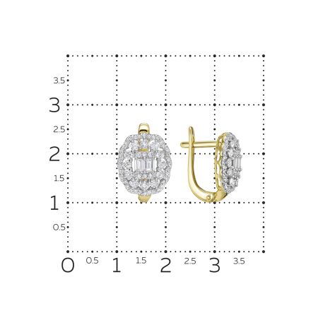 Серьги с 112 бриллиантами из лимонного золота 132503