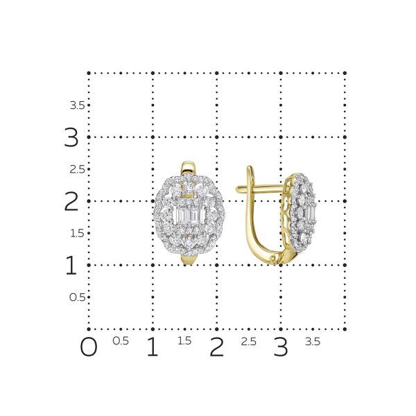 Серьги с 112 бриллиантами из лимонного золота 132503