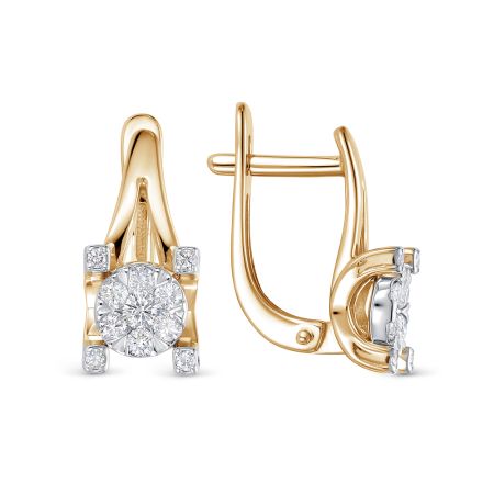 Серьги с 22 бриллиантами из красного золота 141345 Серьги с 22 бриллиантами из красного золота 141345