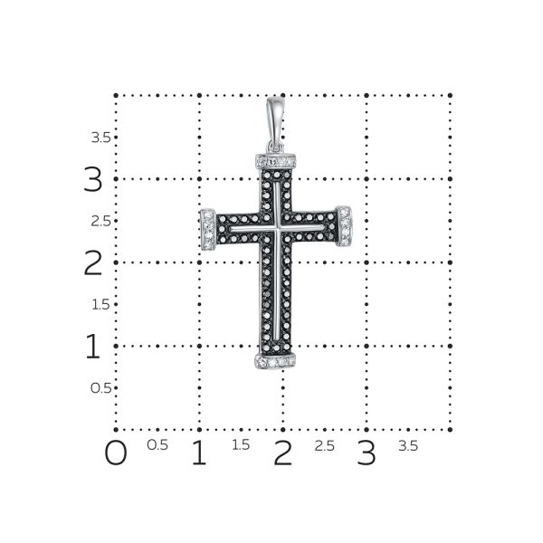 Декоративный крест с бриллиантами из белого золота 118352