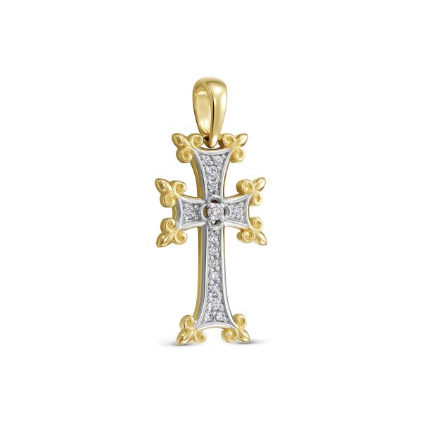 Подвеска с 15 бриллиантами из лимонного золота 142912