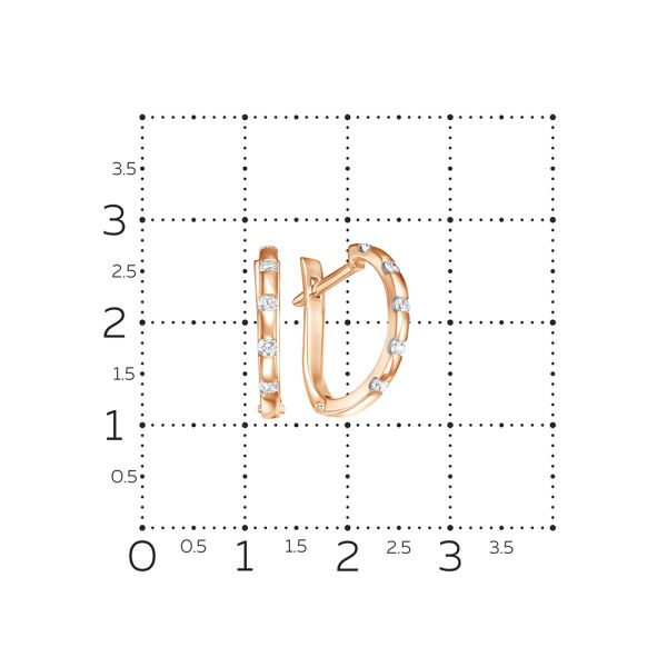Серьги с 10 бриллиантами 0.24 карат из красного золота 88318