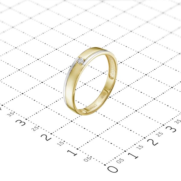 Кольцо с бриллиантом 0.03 карат из лимонного золота 89925