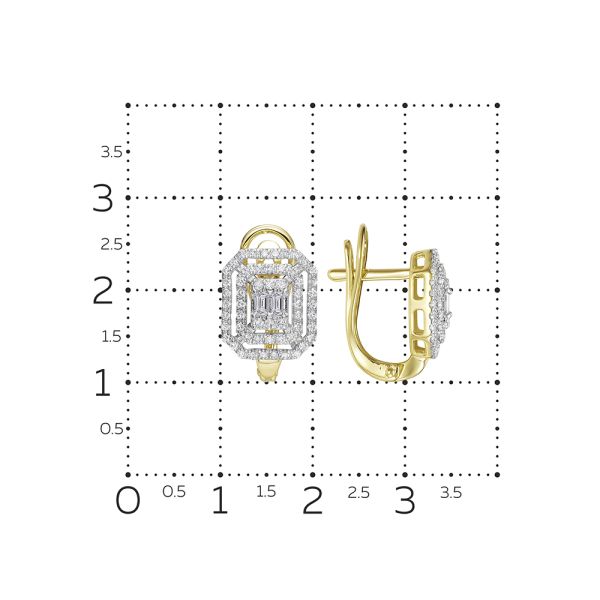 Серьги с 116 бриллиантами из лимонного золота 132502