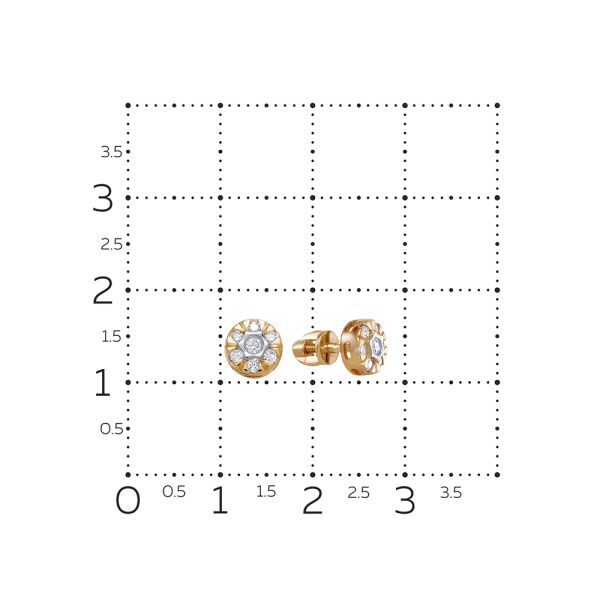 Серьги-пусеты с 14 бриллиантами из красного золота 82284