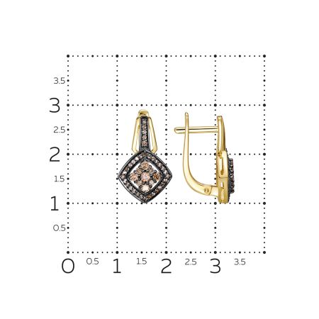 Серьги с 84 коньячными бриллиантами из лимонного золота 146412