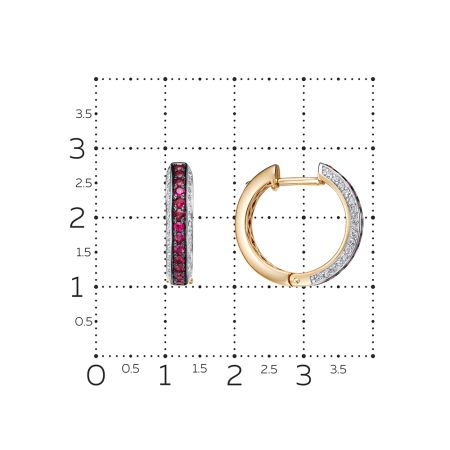 Серьги с 26 рубинами и 64 бриллиантами из красного золота 129108